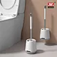 Wholesale 360-Degree Cleaning Bathroom Wall mounted Plastic PP Round Toilet Brush With Standing Holder